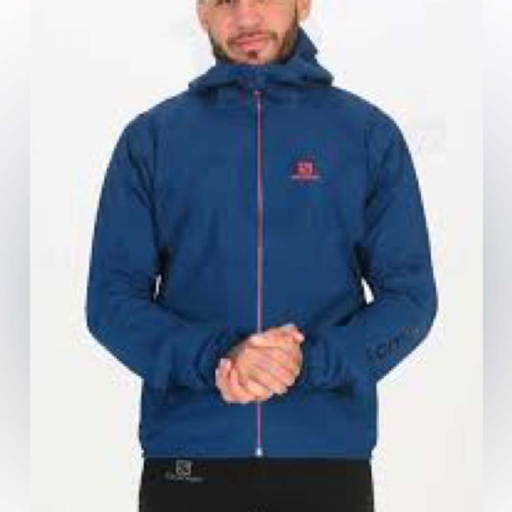 Salomon Jacket Mens L Outline 3L GORE-TEX waterproof shell jacket. Blue Gray